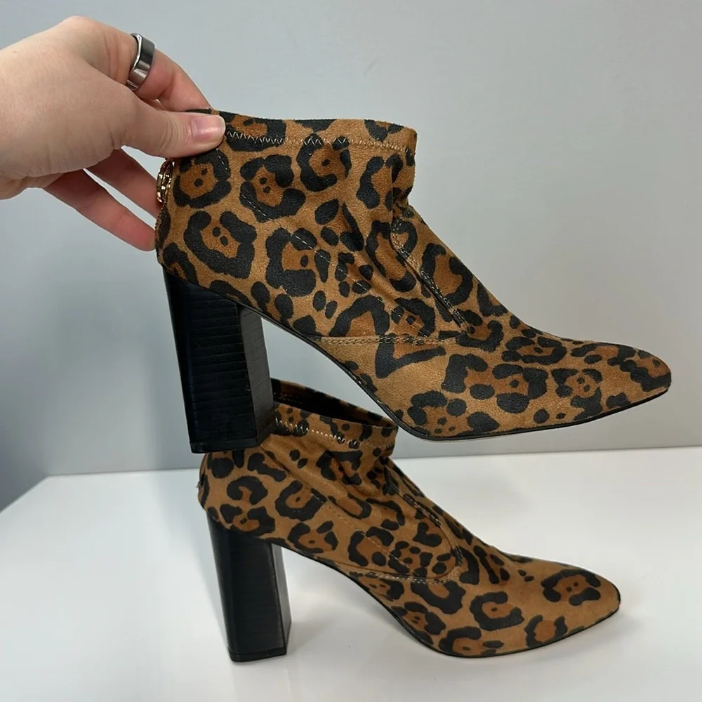 Franco‎ Sarto Kortney Booties Camel Leopard Size 7.5